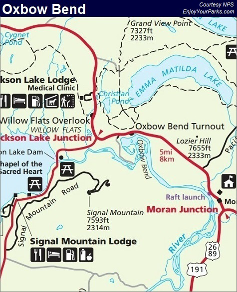 Oxbow Bend Map, Grand Teton National Park Map Oxbow Bend Map, Grand Teton National Park Map
