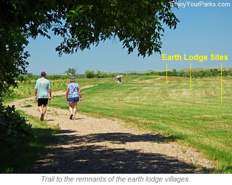 Trail to remnants of the original Earth Lodges, Knife River Indian Village National Historic Site