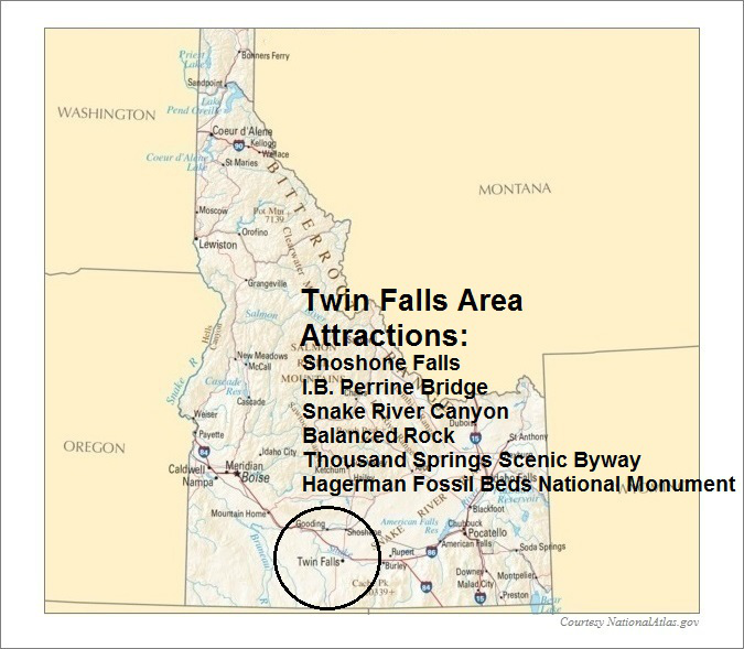 Idaho Map, Twin Falls Area