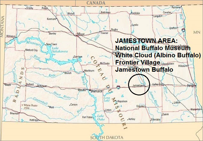 North Dakota Map, Jamestown Area