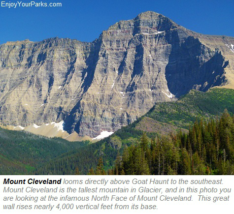 Mount Cleveland above Goat Haunt Montana in Glacier Park