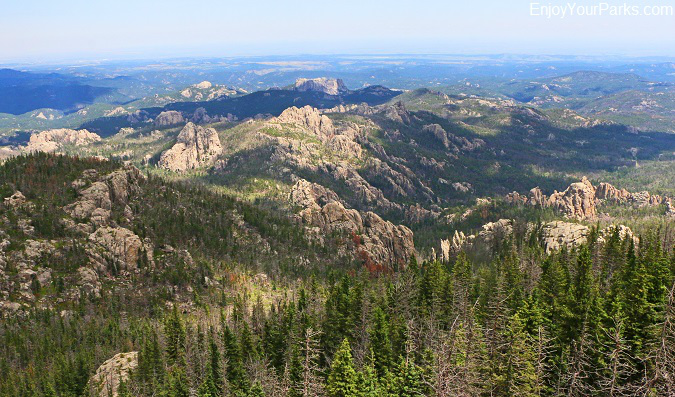 View of the Black Hills from the summit of Harney Peak in South Dakota