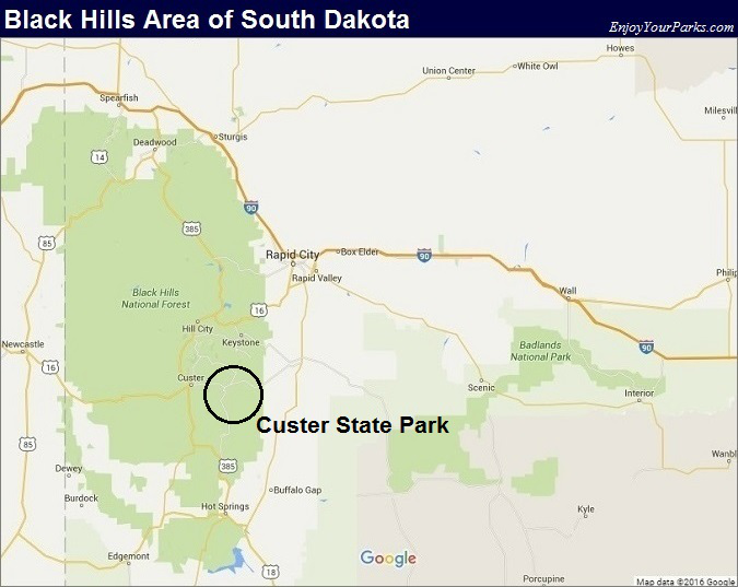 Black Hills South Dakota Map- Custer State Park