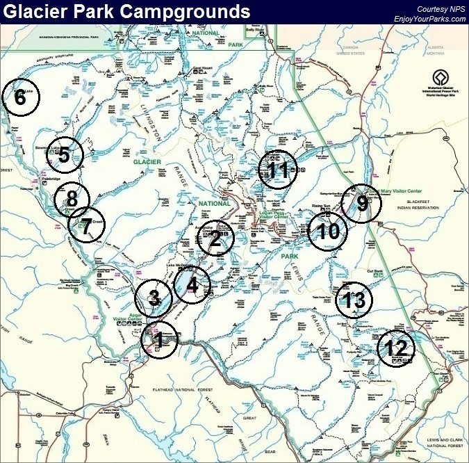 Glacier Park Campgrounds, Glacier National Park Map