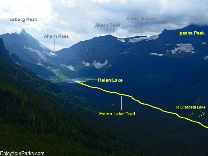 Helen Lake and Helen Lake Trail, Belly River Valley, Glacier National Park