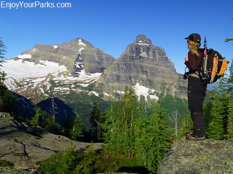 View of Kintla Peak and Kinnerly Peak from the west side of Boulder Pass, Glacier National Park