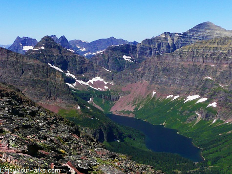 View of Upper Two Medicine Lake from the summit of Sinopah Mountain, Glacier National Park