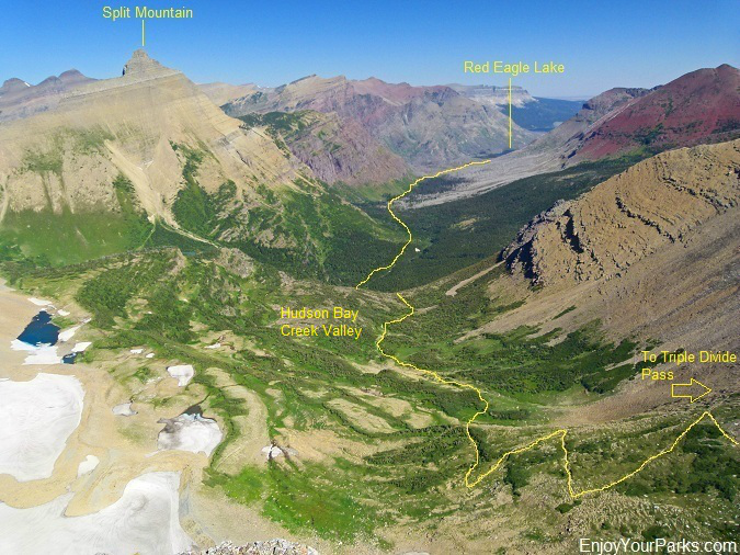 View of Hudson Bay Creek Valley from the summit of Triple Divide Peak, Glacier National Park