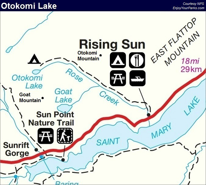 Otokomi Lake Trail Map, Glacier National Park Map