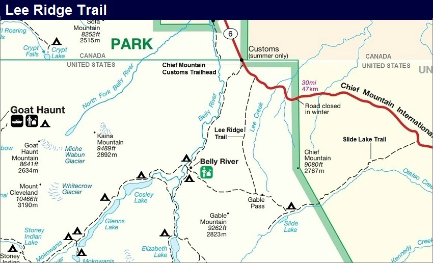 Lee Ridge Trail Map, Glacier Park Map
