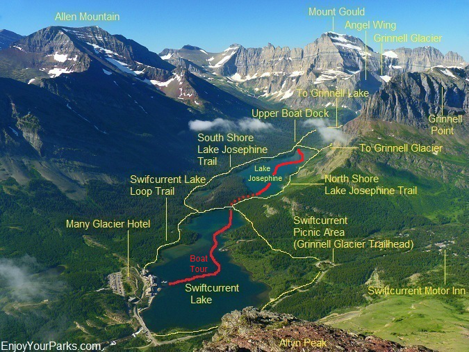 View of Many Glacier Area from the summit of Altyn Peak, Glacier National Park