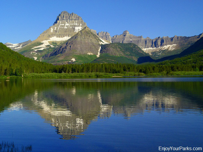 View of Mount Wilbur from Swiftcurrent Lake Trail, Many Glacier Area, Glacier National Park