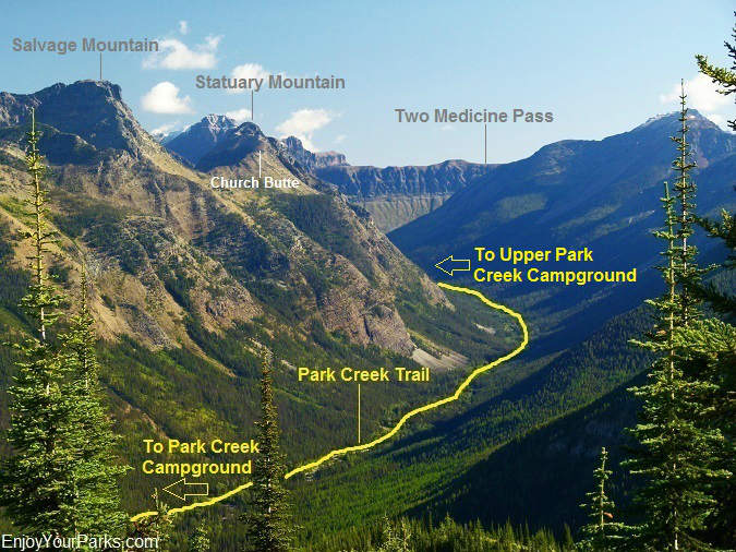 Park Creek Trail as viewed from Scalplock Mountain, Glacier National Park