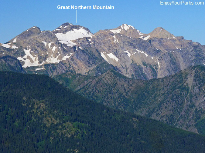 A view of Great Northern Mountain from Scalplock Lookout, Glacier National Park