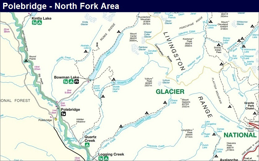 Polebridge - North Fork Map, Glacier Park Map