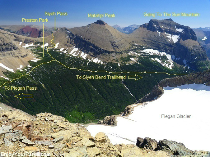 Piegan Mountain Summit View of Siyeh Pass, Glacier National Park