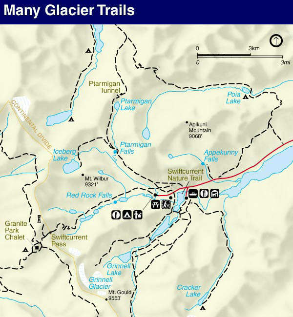 Glacier Park Map- Poia Lake, Glacier National Park