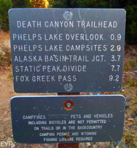 Death Canyon trail sign, Grand Teton National Park