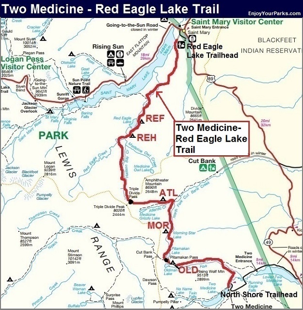 Glacier Park Two Medicine - Red Eagle Lake, Glacier Park Map