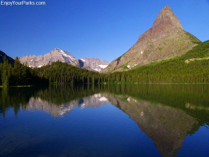 Grinnell Point and Mount Gould as viewed from Swiftcurrent Lake Trail, Many Glacier Area, Glacier National Park