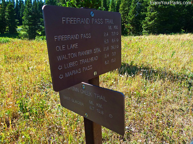 Autumn Creek Trail signs, Glacier National Park