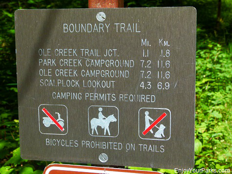 Boundary Trail sign, Scalplock Lookout Trail, Glacier National Park
