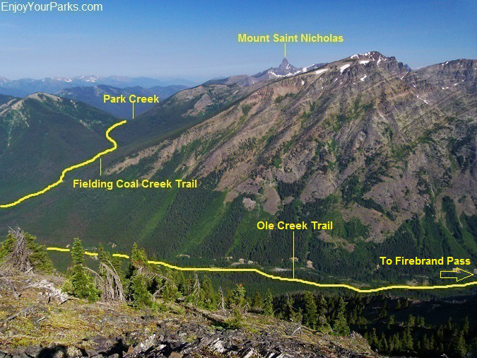 Ole Creek Trail as viewed from Elk Mountain, Glacier National Park