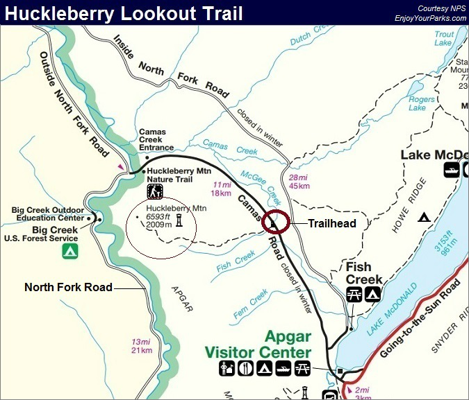 Huckleberry Lookout Trail Map, Glacier National Park Map