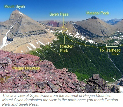 View of Siyeh Pass from the summit of Piegan Mountain, Glacier National Park