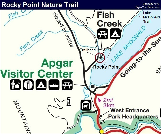 Rocky Point Trail Map, Glacier National Park Map
