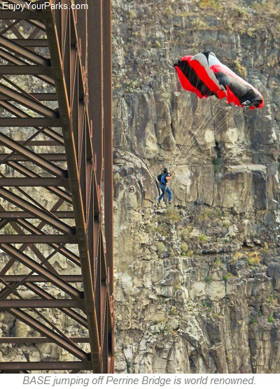 BASE Jumper on Perrine Bridge, Idaho Falls