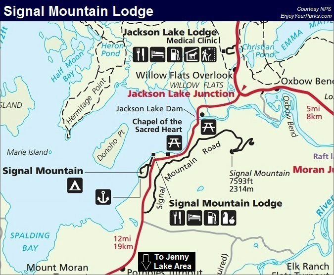 Signal Mountain Lodge, Grand Teton Lodging Facilities, Grand Teton National Park Map