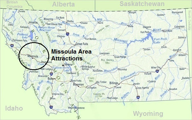 Map of Montana, Top Things To Do In Montana, Missoula Area Attractions