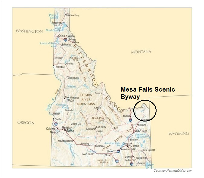 Idaho Map, Mesa Falls Scenic Byway