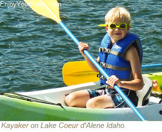 Kayaker on Lake Coeur'dAlene Idaho
