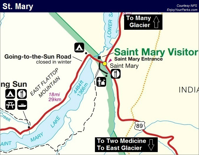 St. Mary Lodging, Glacier National Park Map