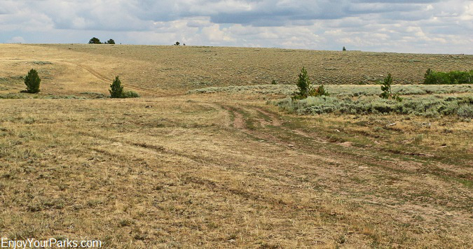 Original wagon ruts along the Oregon Trail on South Pass