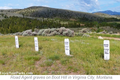 Road Agents Tombstones on Boot Hill, Virginia City Montana