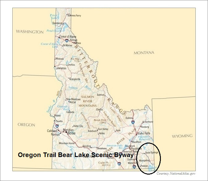 Idaho Map- Oregon Trail Bear Lake Scenic Byway