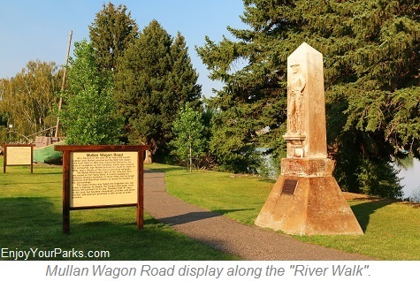 Mullen Wagon Road display along The River Walk, Fort Benton Montana