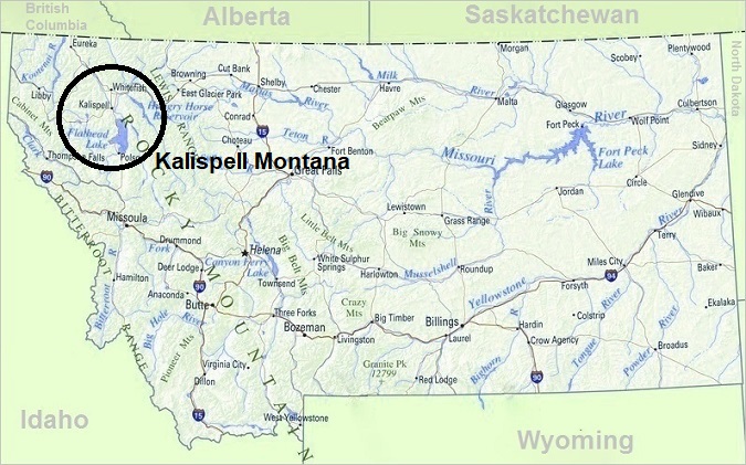 Map of Montana: Kalispell Montana