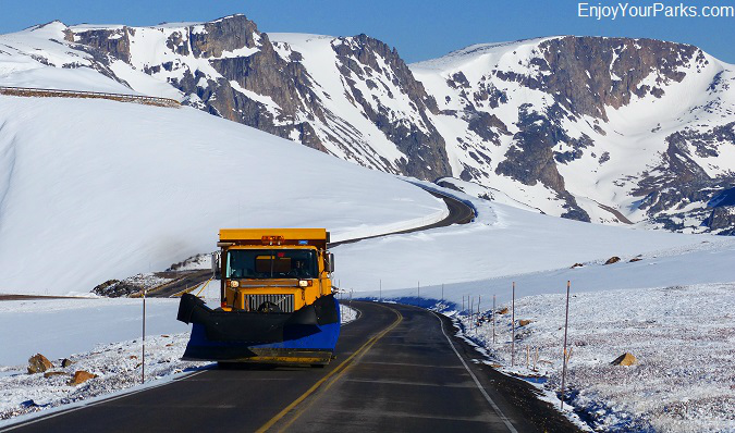 Snow plow on Beartooth Highway Montana