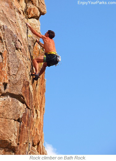 Rock climber on Bath Rock, City of Rocks National Reserve, Idaho