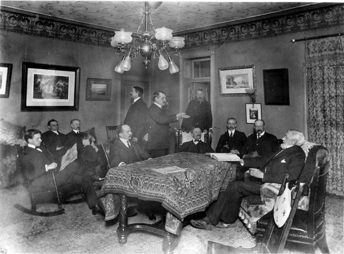 Conrad Kohrs, Cattle Baron, with his associates in the parlor of his Kohrs House