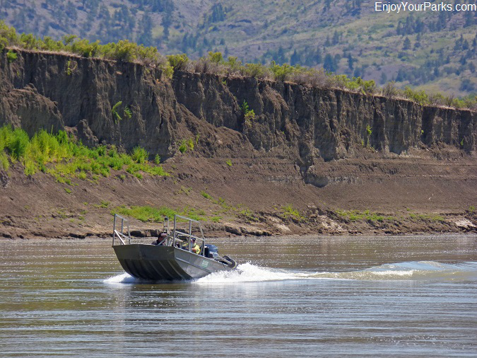Fishermen running up the Missouri River, Charles M. Russell National Wildlife Refuge, Montana
