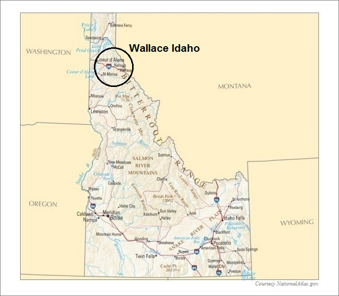 Idaho Map, Wallace Idaho