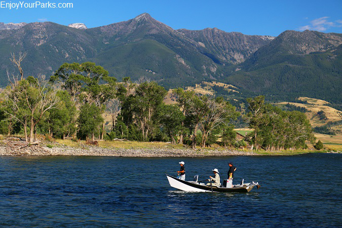 Fly fishermen on the Yellowstone River in Paradise Valley Montana.