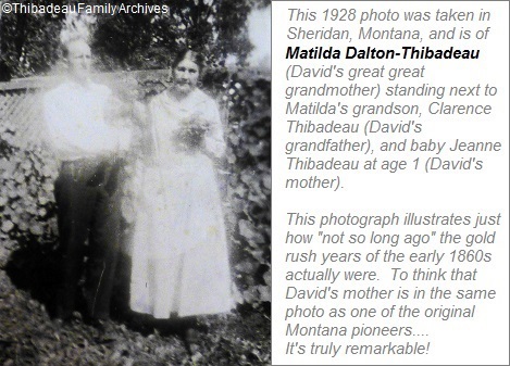 Matilda Dalton Thibadeau, Clarence Thibadeau and Jeanne Thibadeau, Sheridan Montana 1928