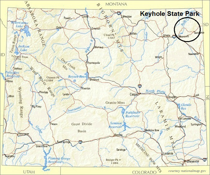Wyoming Map, Keyhole State Park