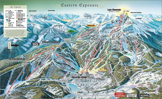 Big Sky Resort Montana, Eastern Exposure Trail Map